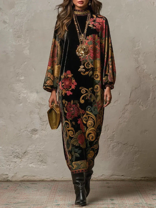 Gwenno - Luxuriöses bedrucktes Midi-Kleid