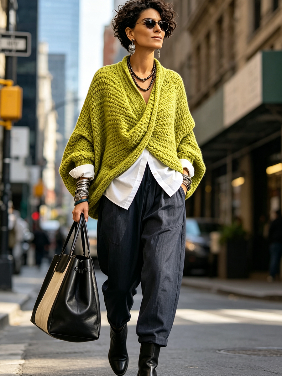 Orelle - Strickpullover mit V-förmiger Struktur