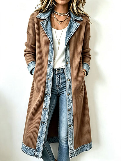 Odelia - Langer Stoff-Cardigan