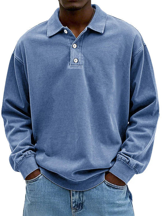 Brychan - Langarm-Poloshirt in Vintage-Waschung