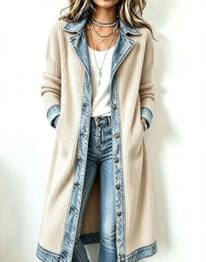 Odelia - Langer Stoff-Cardigan