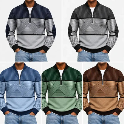Ifan - Geometrischer Pullover mit halbem Reißverschluss
