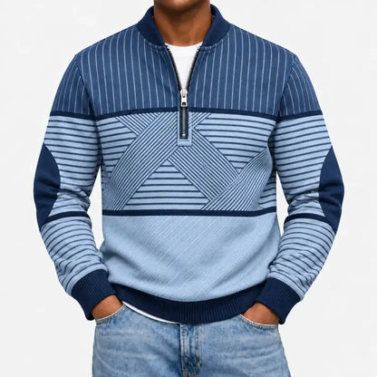 Ifan - Geometrischer Pullover mit halbem Reißverschluss