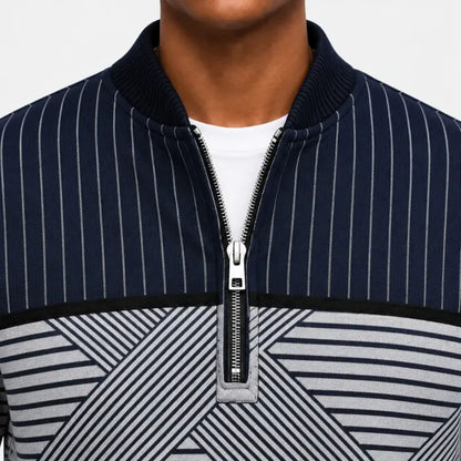 Ifan - Geometrischer Pullover mit halbem Reißverschluss