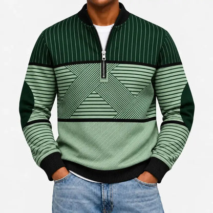 Ifan - Geometrischer Pullover mit halbem Reißverschluss