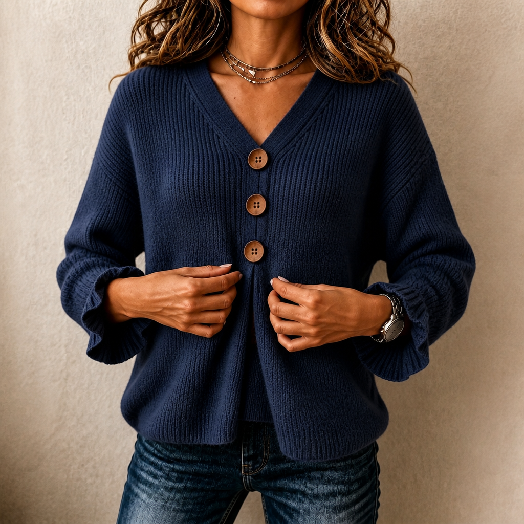 Αννέλι - Strickpullover mit V-Ausschnitt und weicher Haptik