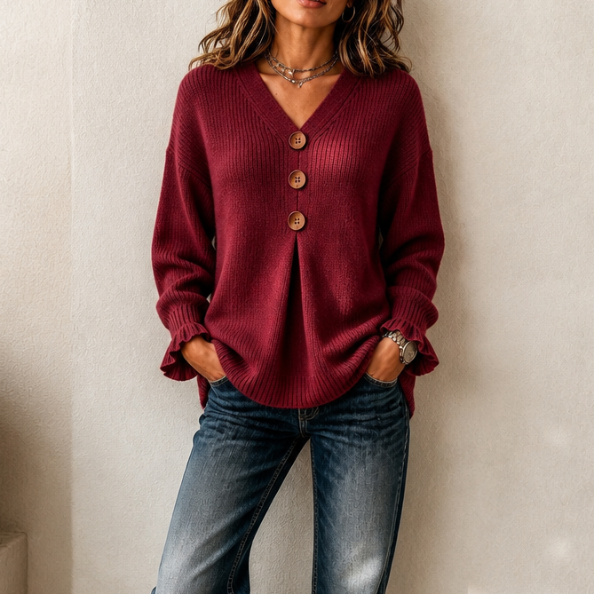 Αννέλι - Strickpullover mit V-Ausschnitt und weicher Haptik