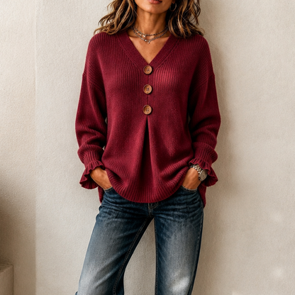 Αννέλι - Strickpullover mit V-Ausschnitt und weicher Haptik