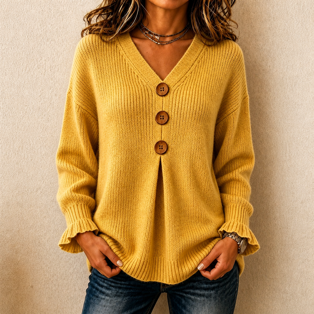 Αννέλι - Strickpullover mit V-Ausschnitt und weicher Haptik